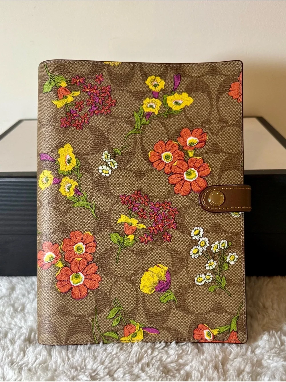 New Coach Tan & Floral Print Notebook CR423